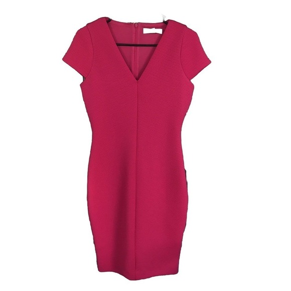 Michael Kors BodyCon Dress SzS Pink Cap Sleeves MSRP $140 Knit Knee Length NWT - Picture 1 of 16